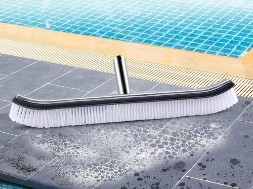 Hajlított, fal és aljzat tisztító kefe, rozsdamentes acél felső rész, 45 cm, fekete