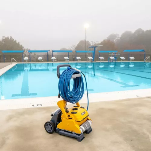 Medencetisztító robot, Dolphin Wave 100 CB, teljes medencetisztítás (padló, fal és vízvonal tisztítás), távirányítás, finom és ultrafinom szűrőrendszer, 4/6/8 órás ciklusidő, Caddy tartozék
