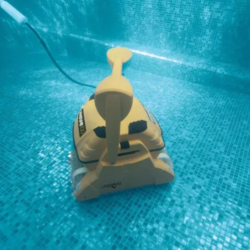 Medencetisztító robot, Dolphin Wave 100 CB, teljes medencetisztítás (padló, fal és vízvonal tisztítás), távirányítás, finom és ultrafinom szűrőrendszer, 4/6/8 órás ciklusidő, Caddy tartozék