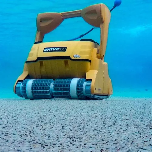 Medencetisztító robot, Dolphin Wave 100 CB, teljes medencetisztítás (padló, fal és vízvonal tisztítás), távirányítás, finom és ultrafinom szűrőrendszer, 4/6/8 órás ciklusidő, Caddy tartozék