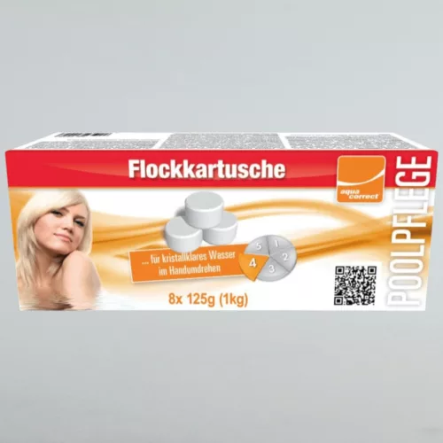 Pelyhesítő tabletta, Aquacorrect Superflock, 8 x 125 g, fehér, tasakos, homokszűrőhöz, medence víztisztító