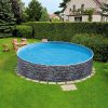 Azuro round Stone fémpalástos medence, szűrő nélkül, kő minta, D360 x 90 cm, szürke