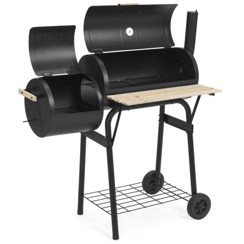 Barbecue kerti grillsütő és smoker, faszenes, 2in1