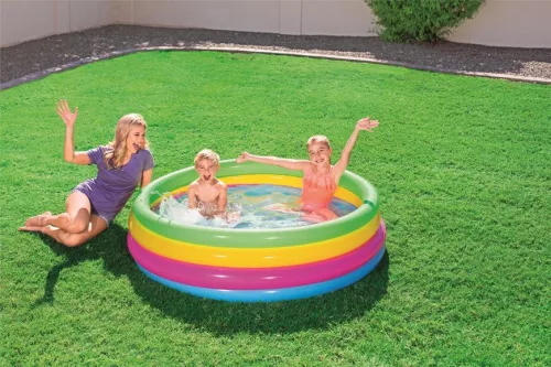 BESTWAY, 51117, Rainbow, felfújható szivárványszínű gyermekmedence, 1,57 x 0,46 m