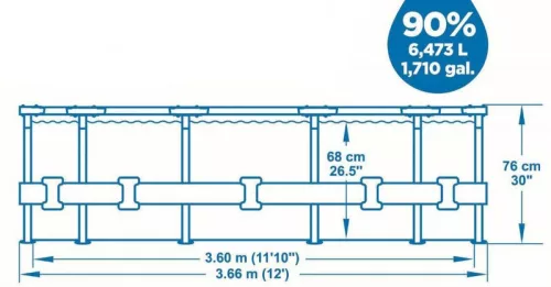 BESTWAY Steel Pro Max csővázas medence szett, 366 x 76 cm, papírszűrős, vízkapacitás 6473 l (56416)