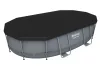 BESTWAY Power Steel csővázas medence szett, 488 x 305 x 107 cm, ovális, papírszűrős, létrával, ChemConnect adagolóval, takaróponyvával (56448)