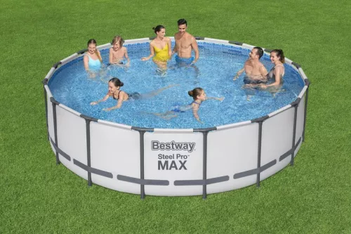 BESTWAY Steel Pro Max csővázas medence szett, 488 x 122 cm, papírszűrős, létrával, takaróponyvával (5612Z)