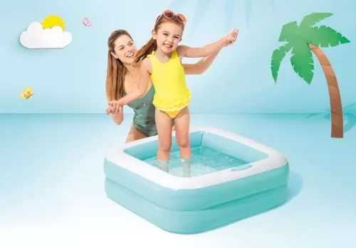 INTEX 57100, Play box, felfújható sokszínű gyermekmedence, 0,86 x 0,86 x 0,25 m