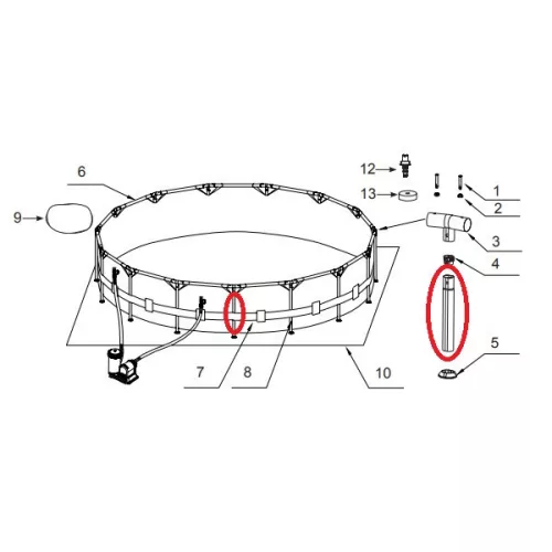 INTEX medence tartóláb, 305 x 76 és 366 x 76 cm Prism típusú kör alakú fémvázas medencékhez (12823)
