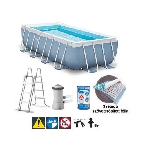 INTEX MetalPrism Set négyszögletű medence 400 x 200 x 122 cm (26790NP)