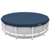 Kerek medencetakaró, Intex Deluxe négyévszakos, csővázas medencéhez, 457 cm átmérő, sötétkék, UV-álló háromrétegű anyag, 20 cm-es túlnyúlással, köteles rögzítéssel (28083)