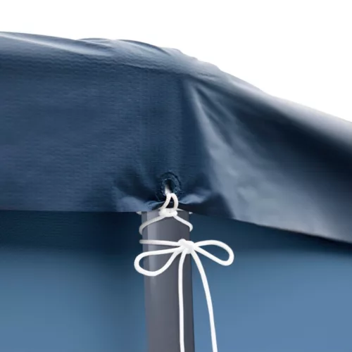 Kerek medencetakaró, Intex Deluxe négyévszakos, csővázas medencéhez, 732 cm átmérő, sötétkék, UV-álló háromrétegű anyag, 20 cm-es túlnyúlással, köteles rögzítéssel (28091)