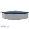 Kerek medencetakaró, Intex Deluxe négyévszakos, csővázas medencéhez, 732 cm átmérő, sötétkék, UV-álló háromrétegű anyag, 20 cm-es túlnyúlással, köteles rögzítéssel (28091)