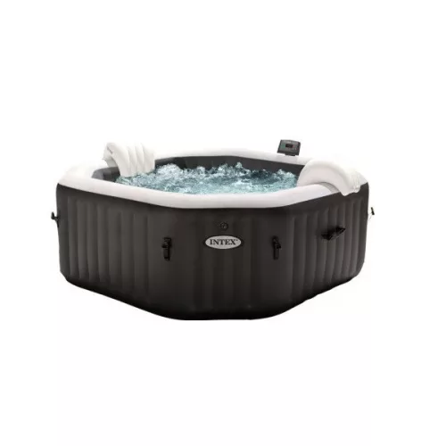 INTEX PureSPA Onyx Black Octagon jacuzzi, sóbontó készülékkel, 4 személyes, D201 x 71 cm, fekete / fehér (28458)