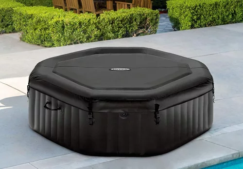 INTEX PureSPA Onyx Black Octagon jacuzzi, sóbontó készülékkel, 4 személyes, D201 x 71 cm, fekete / fehér (28458)
