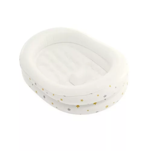 Felfújható babafürdető, Intex, csillagos, 89 x 66 x 25 cm, fehér, puha felfújható kialakítás, csúszásgátló támasztó dudorral, kézi pumpával (48523)