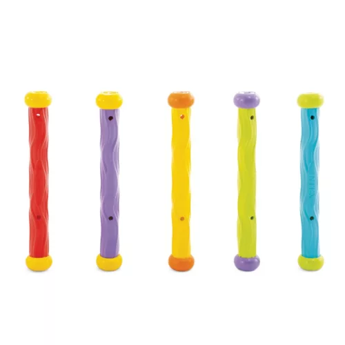 Víz alatti játék, Intex, Játékpálcikák, 19 × 3 cm, többszínű, puha rugalmas anyagból, süllyedő kialakítással, függőlegesen megáll a vízben (55504)