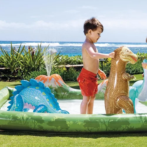 INTEX Jurassic Adventure Play Center felfújható vízicentrum, élménymedence, 201 × 201 × 36 cm (56132)