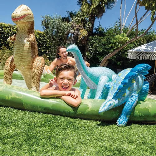 INTEX Jurassic Adventure Play Center felfújható vízicentrum, élménymedence, 201 × 201 × 36 cm (56132)