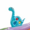 Felfújható vízi játék, Intex Dino Park, 201 × 157 × 69 cm, zöld, dinoszaurusz mintás, csúszdával, labdákkal, locsolótömlőre csatlakoztatható zuhannyal (56139)