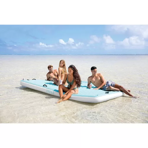 Úszó sziget, Intex Water Lounge, 310 x 183 x 18 cm, felfújható, négyszemélyes, 8 fogantyúval, 4 beépített pohártartóval, rögzítésre alkalmas, 400 kg teherbírással (56289)