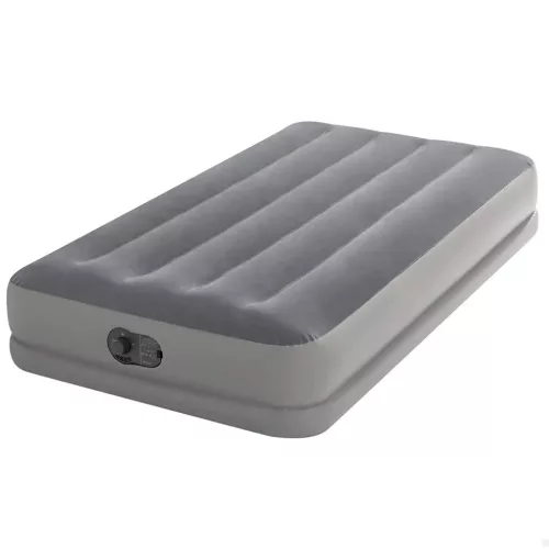 Felfújható vendégágy, Intex Twin Prestige középmagas matrac, 99 x 191 x 30 cm, szürke, egyszemélyes, szálas belső szerkezettel, puha felülettel, beépített USB-s elektromos pumpával (64112)