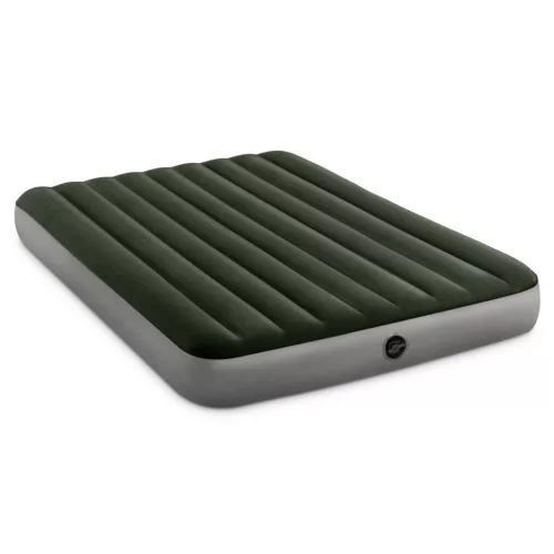 INTEX Queen Dura Beam felfújható vendégágy, 152 x 203 x 25 cm, szürke, plüss felső rész, vízálló, elemes pumpával (64779)