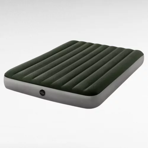 INTEX Queen Dura Beam felfújható vendégágy, 152 x 203 x 25 cm, szürke, plüss felső rész, vízálló, elemes pumpával (64779)