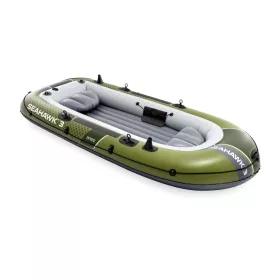   Felfújható csónak szett, Intex Seahawk 3, 295 x 137 x 43 cm, zöld, háromszemélyes, megerősített PVC, pumpával és evezőkkel (66333)