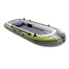 Felfújható csónak szett, Intex Seahawk 4, 351 x 145 x 48 cm, zöld, négyszemélyes, megerősített PVC, pumpával és evezőkkel (66334)