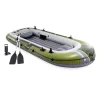 Felfújható csónak szett, Intex Seahawk 4, 351 x 145 x 48 cm, zöld, négyszemélyes, megerősített PVC, pumpával és evezőkkel (66334)