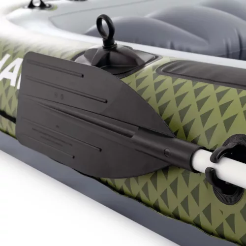 Felfújható csónak szett, Intex Seahawk 4, 351 x 145 x 48 cm, zöld, négyszemélyes, megerősített PVC, pumpával és evezőkkel (66334)