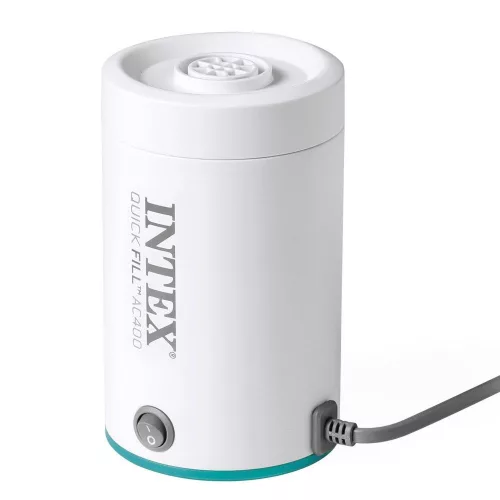 Elektromos pumpa, Intex Quickfill AC400, 220–240 V, fehér, felfújáshoz és leeresztéshez, nagy teljesítményű légáramlás, két cserélhető fúvókával, túlmelegedés elleni védelemmel (66646)