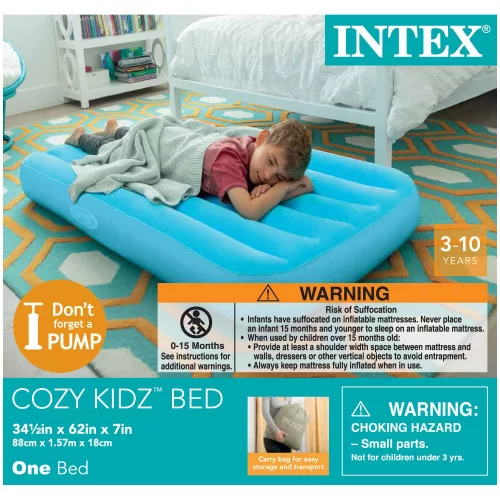 INTEX Cozy Kidz felfújható matrac, kék, 88 x 157 x 18cm (66803)