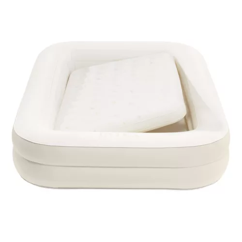 Felfújható vendégágy gyerekeknek, Intex Kidz, 168 x 107 x 25 cm, bézs, kivehető belső matraccal, leesésgátló peremmel, kézi pumpával és hordtáskával (66811)