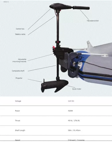 INTEX elektromos csónakmotor, felfújható csónakokhoz, 40 lbs (68631)