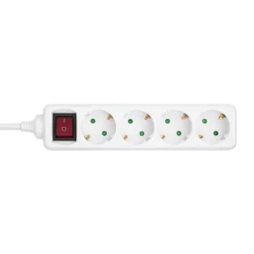   Q-LINK 75.017.55 4-es elosztó kapcsolóval, max. 3680 W, 1,5 m vezeték, gyermekvédelem, fehér