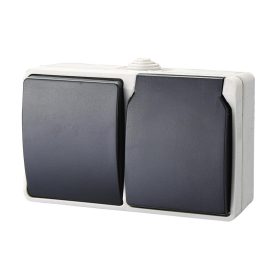   AQUATOP 9873H falon kívüli váltókapcsoló és dugalj, 1 billenő, 1 aljzat, vízszintes, 10 A/16 A, IP54, szürke