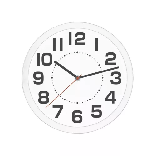 Home AWC250WH fali óra, üveg előlap, kontrasztos, jól leolvasható számlap, 1xAA elem tápellátás, átmérő 250mm