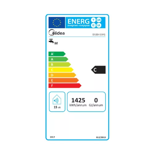 MIDEA D100-15FG elektromos vízmelegítő, bojler, 1500 W, 100 liter, zománcozott víztartály és fűtőszál, mechanikus vezérlés