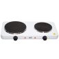 Home HG R 02WH hordozható elektromos főzőlap, dupla, teljesítmény 1000 W + 1500 W, ∅15 cm + ∅18 cm főzőfelület, zománcozott készülékház, fehér