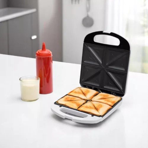 HOME HGSZ48 szendvicssütő, 1200 W, egyszerre 4 szendvics sütése, tapadásmentes felület, jelzőfények