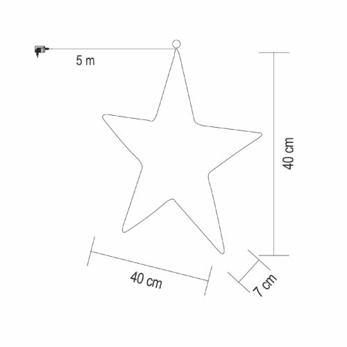 Home KAD40 csillag fém dekoráció, 320db melegfehér micro LED, fém kivitel, 5m tápkábel, adapteres tápellátás, beltéri kivitel