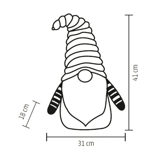Home KDD 41 manó dekoráció, 3 db villogó LED, szövet, plüss
