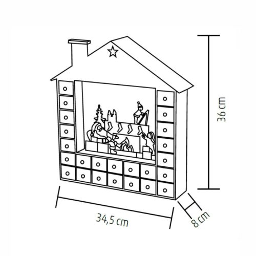 HOME KLW24 LED-es adventi naptár, 10 db melegfehér LED, fa és műanyag, elemes tápellátás, beltéri kivitel