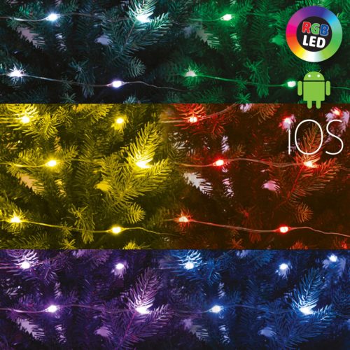 Home ML 100 RGB SMART micro LED-es fényfüzér, 10 m / 100 db RGB micro LED, applikációval vezérelhető, USB csatlakozó, beltéri kivitel