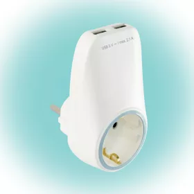   Home NV 2100 USB hálózati aljzat USB töltőaljzatokkal, 2xUSB töltőaljzat 5V/max.2,1A, földelt hálózati aljzat gyermekvédő zsaluval