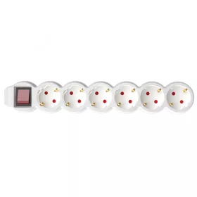   Home NV 6K-5/WH/1,5 hálózati elosztó, 5 m, H05VV-F 3G1,5 mm2 kábel, kétpólusú kapcsoló, IP20 kivitel, 6 védőérintkezős aljzat, max. 3500W, fehér