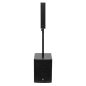 SAL PAS10W43S professzionális oszlopsugárzó hangrendszer, max. 800 W, 25cm mélysugárzó, 4x3” szélessávú satellit hangszóró, aktív zenekari hangdoboz, Bluetooth, fém állvány