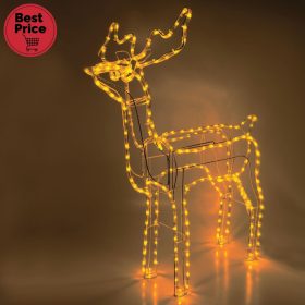   Home ROPE 1 szarvas figura, borostyánszínű LED, fém váz, talpra hajtható, IP44, kültéri, beltéri